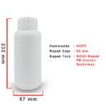 Plastik HDPE Beyaz Şişe - 50 mm PE Contalı Kapak | 1000 ML x 3 ADET - Görsel 2