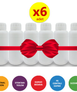 Plastik HDPE Beyaz Şişe - 50 mm PE Contalı Kapak | 1000 ML x 6 ADET