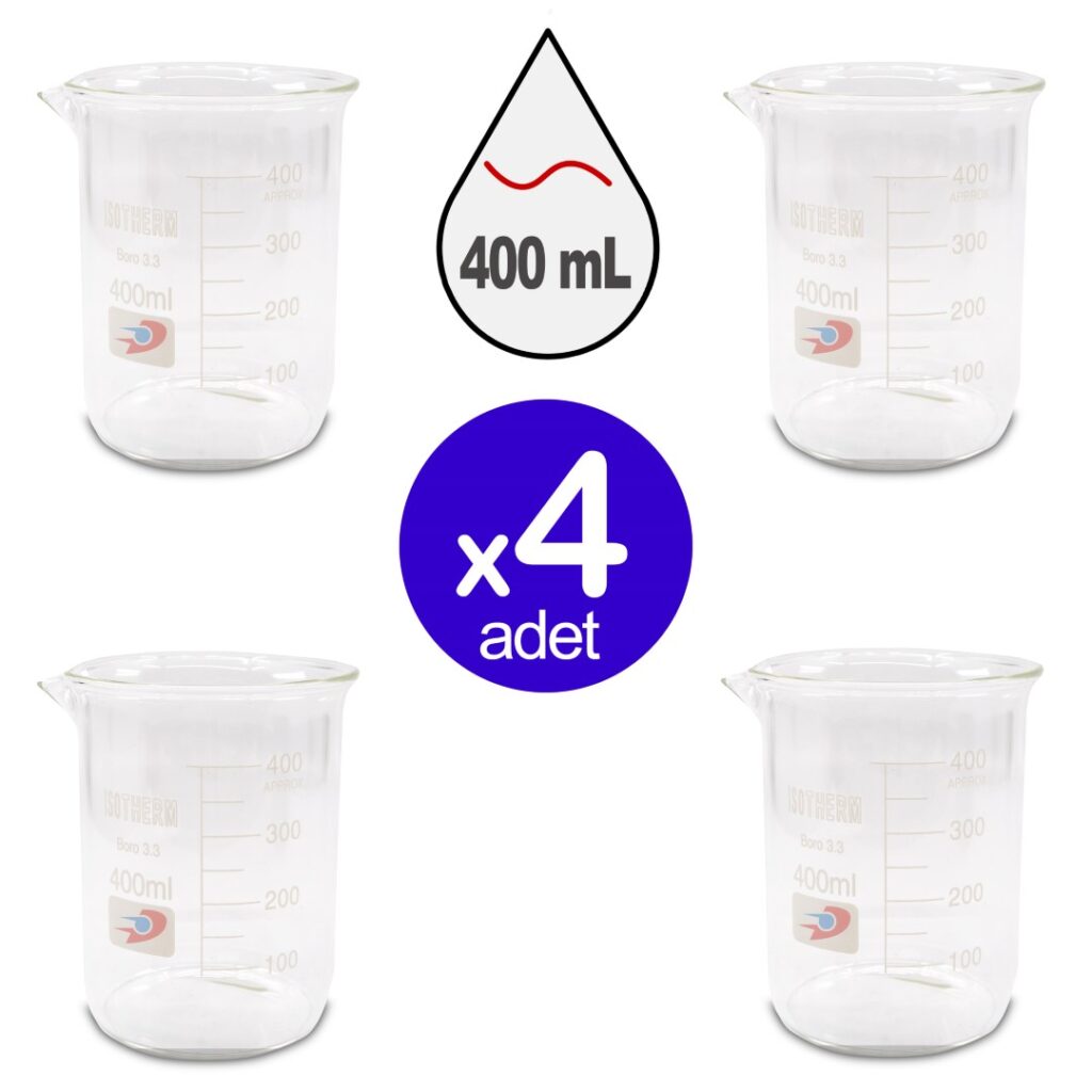Isotherm CamBeher KisaForm Borosilikat Dereceli 400mLx4Adet