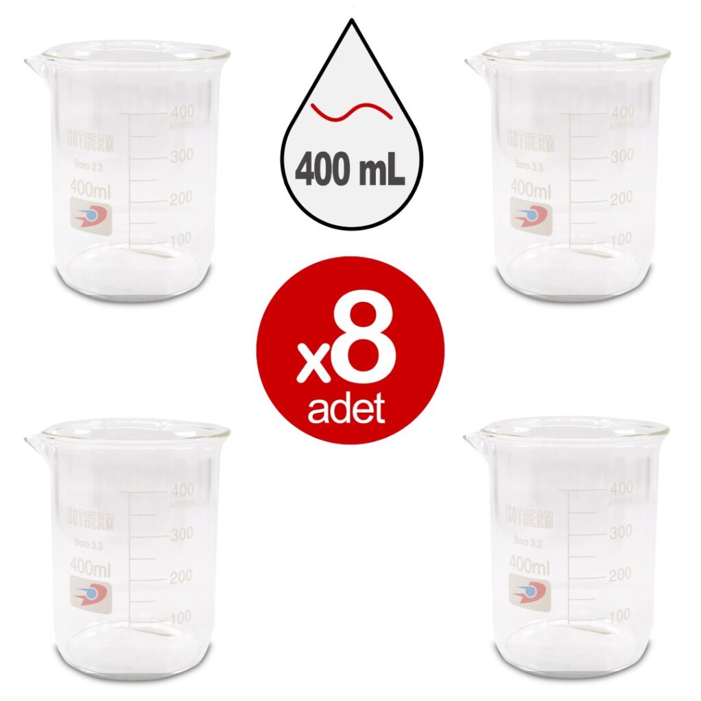 Isotherm CamBeher KisaForm Borosilikat Dereceli 400mLx8Adet