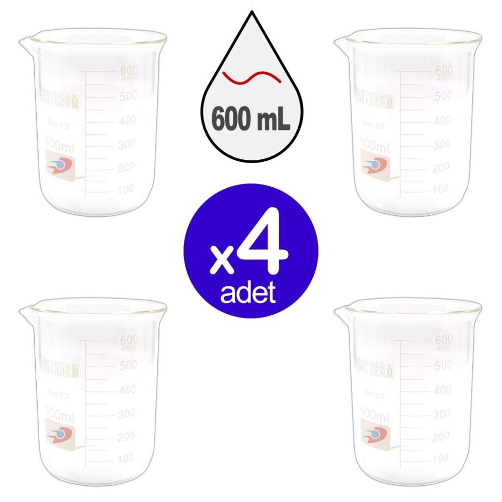 Isotherm CamBeher KisaForm Borosilikat Dereceli 600mLx4Adet