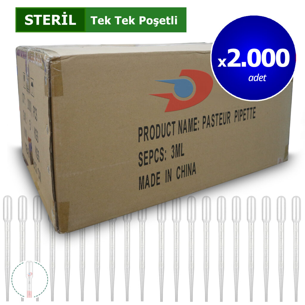 STERİL Pastör Pipet (Plastik) - 3 mL x 2000 Adet