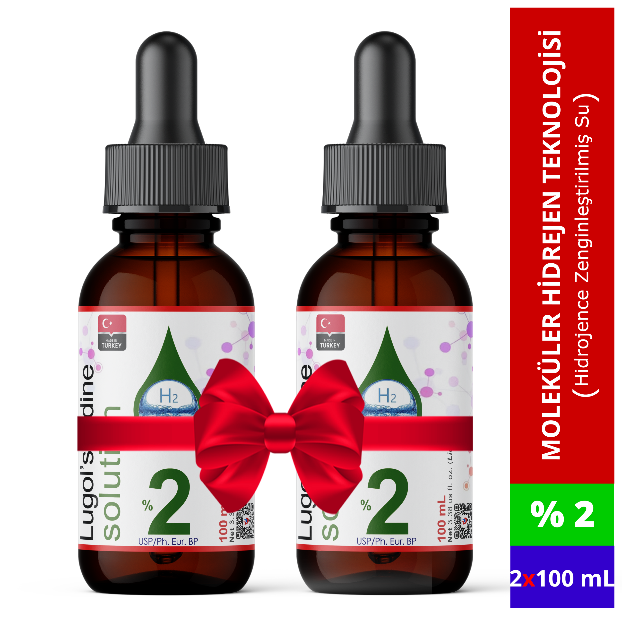 Lugol İyot Çözeltisi %2 (Cam Damlalıklı) | 2x100 mL Lugol İyot Çözeltisi %2 (Cam Damlalıklı) | 2x100 mL - Görsel 1