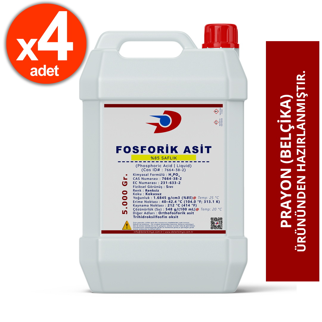 Fosforik Asit – 20 Kg (%85 Phosphoric Acid, CAS.7664-38-2) Prayon Fosforik Asit Fosforik Asit - 20 Kg (%85 Phosphoric Acid, CAS.7664-38-2) - Görsel 1