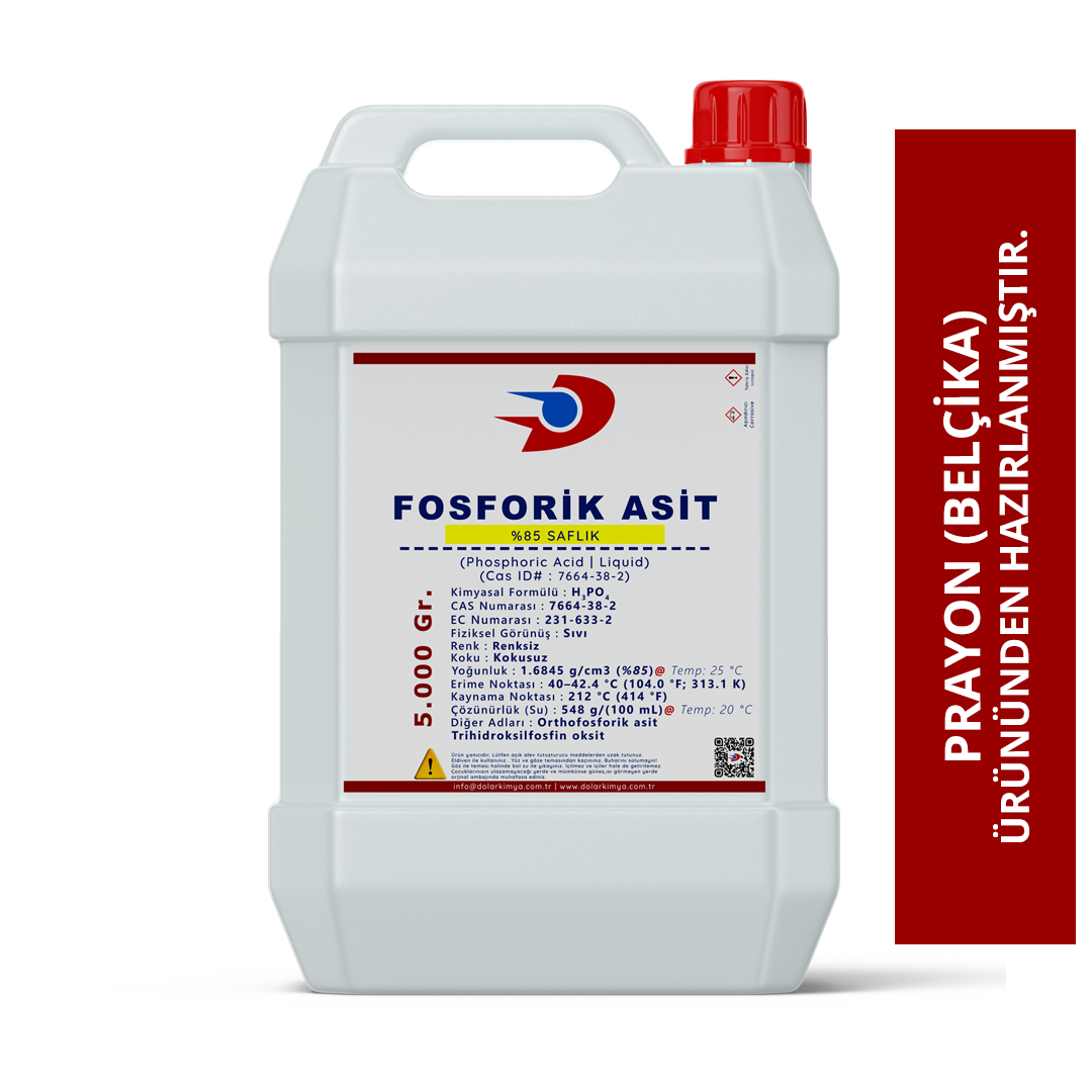 Fosforik Asit – 5 Kg (%85 Phosphoric Acid, CAS.7664-38-2) Prayon Fosforik Asit Fosforik Asit - 5 Kg (%85 Phosphoric Acid, CAS.7664-38-2) - Görsel 1