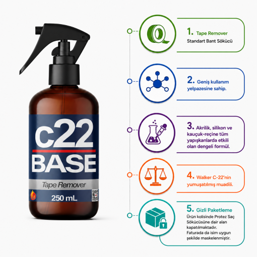 c22 BASE – Standart Protez Saç Bant Sökücü Temizleyici - Görsel 4